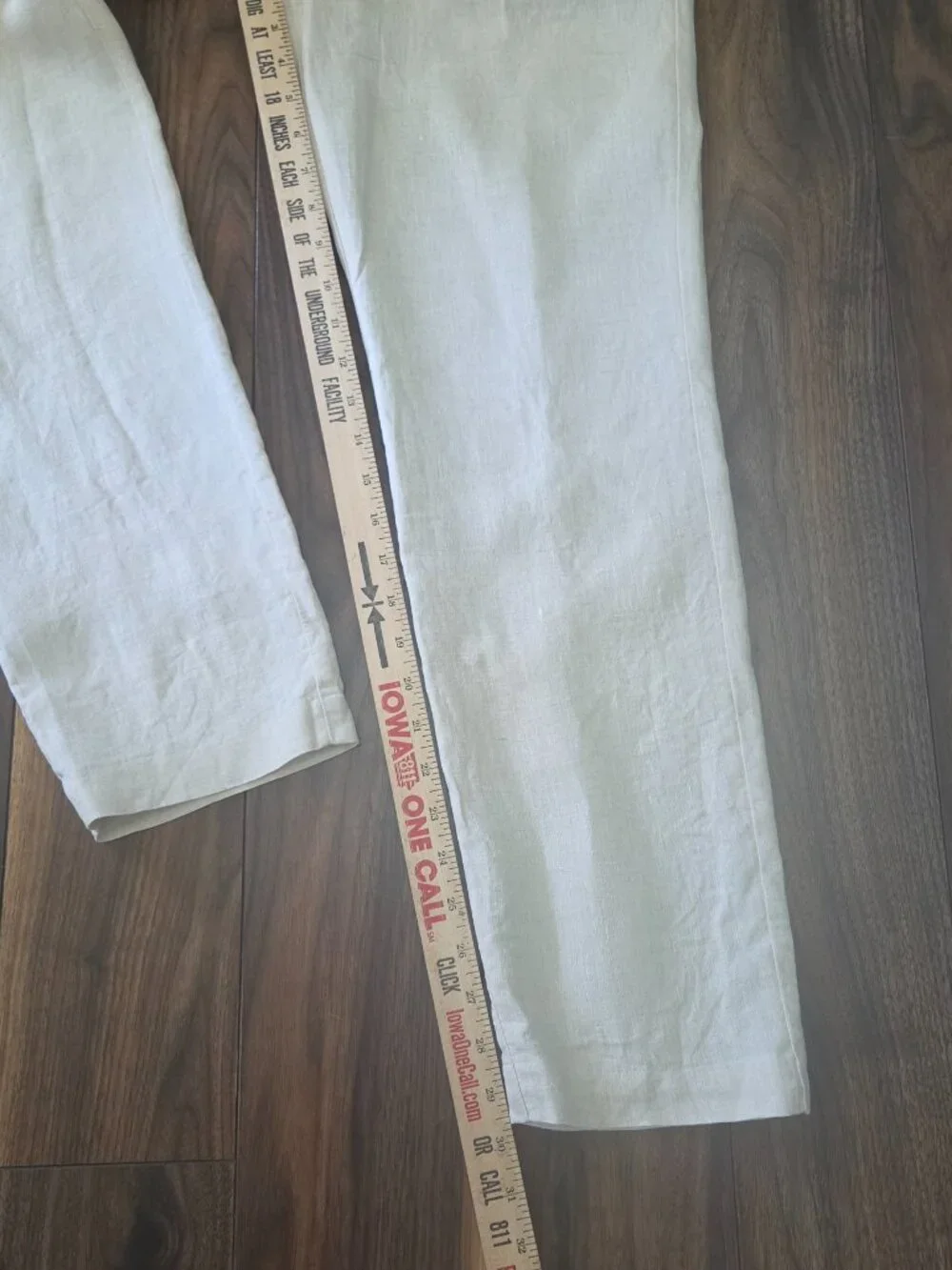 H&M 100% Linen Pants Mens 36R Beige Khaki Slim Fit Travel Lightweight Beach